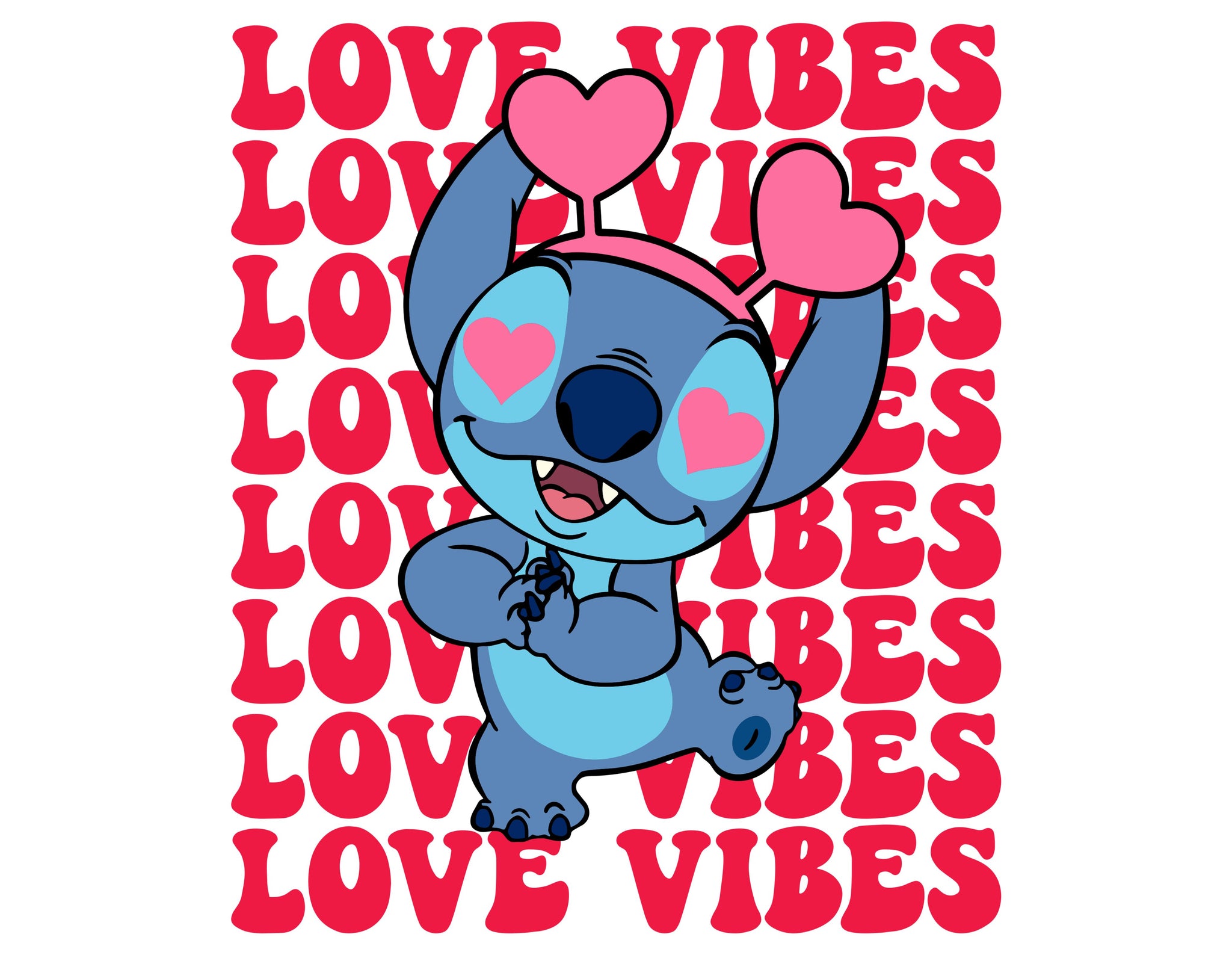 Stitch Love Vibes PNG - Valentine's Day - Instant Download