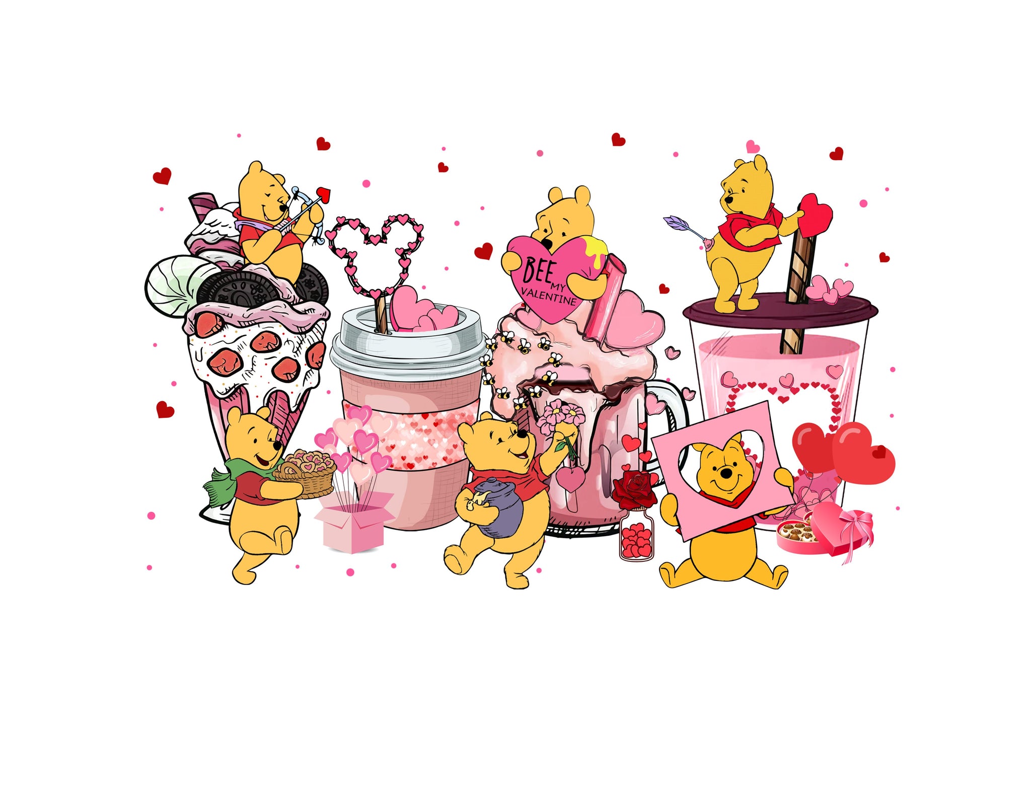 Winnie The Pooh Food And Drink - Valentine's Day PNG - Instant Download