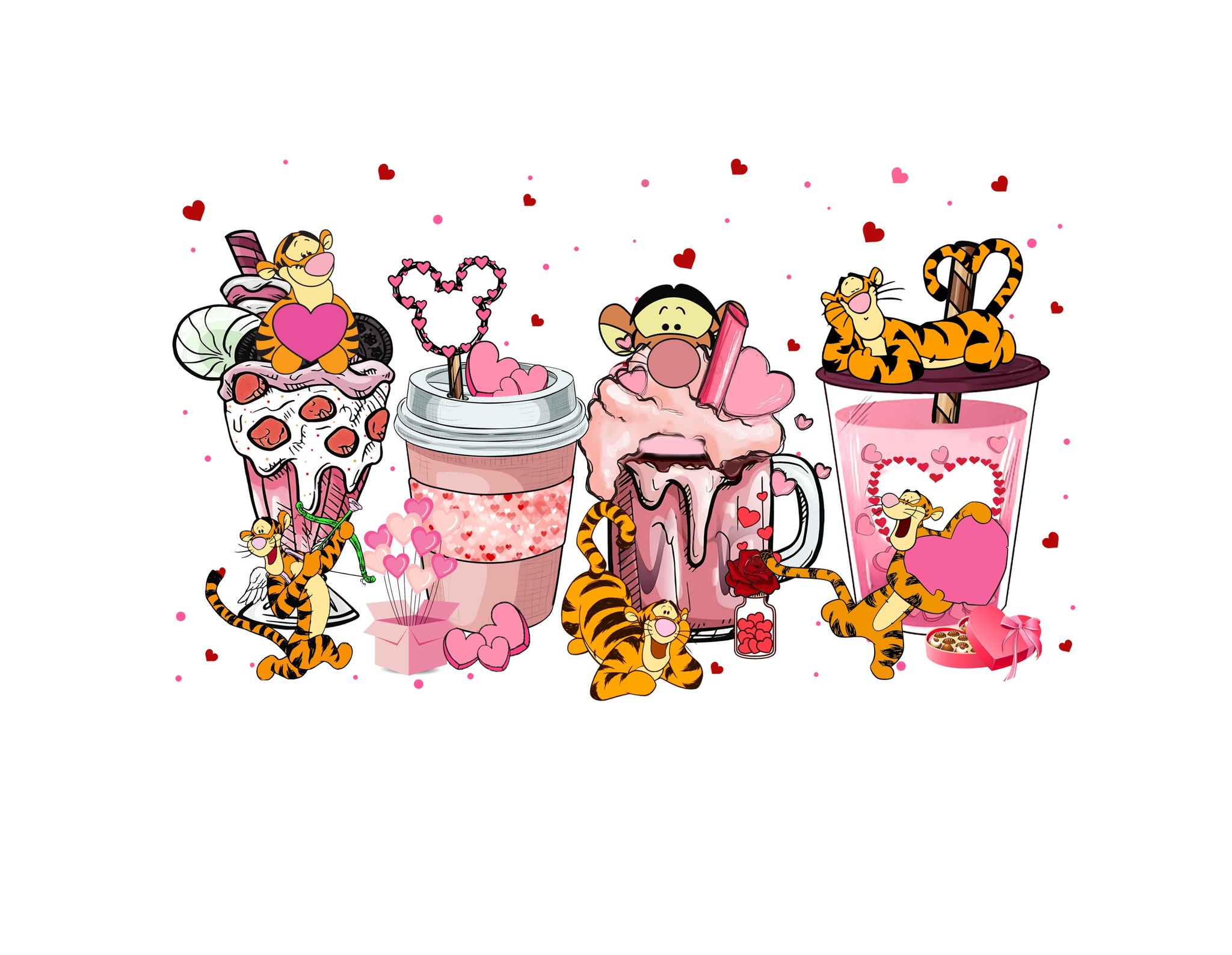 Tiger Winnie The Pooh Food And Drink PNG -  Valentine's Day - Instant Download