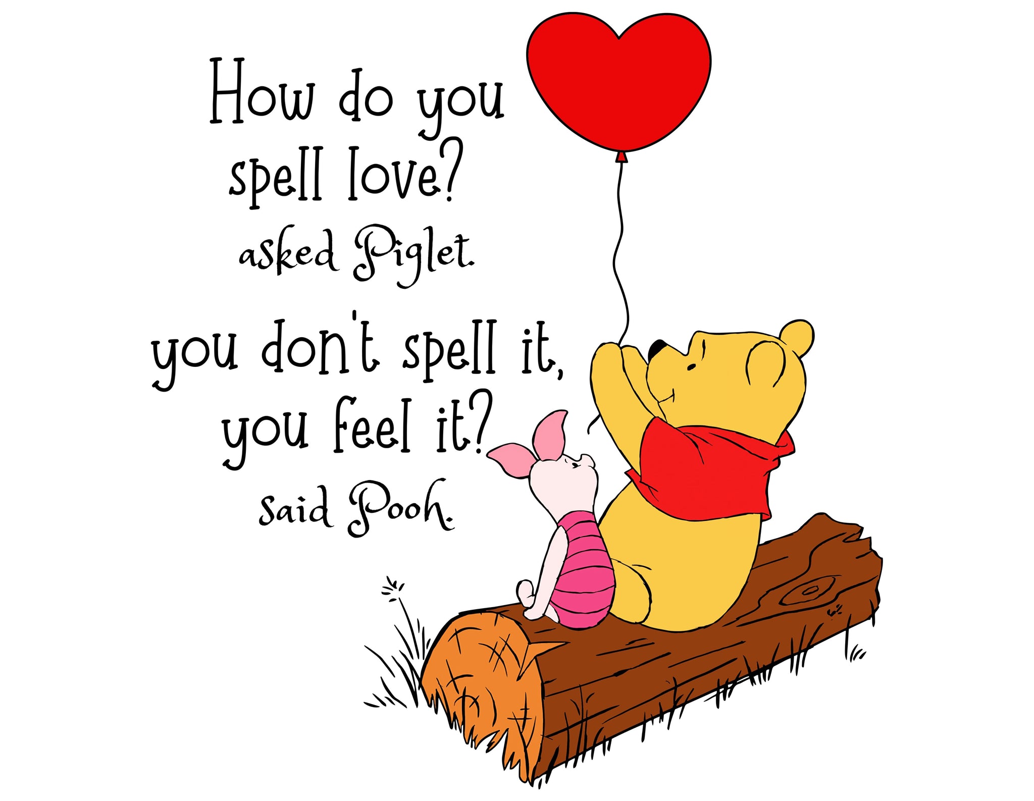 How Do You Spell Love? Winnie The Pooh - Valentine's Day PNG - Instant Download