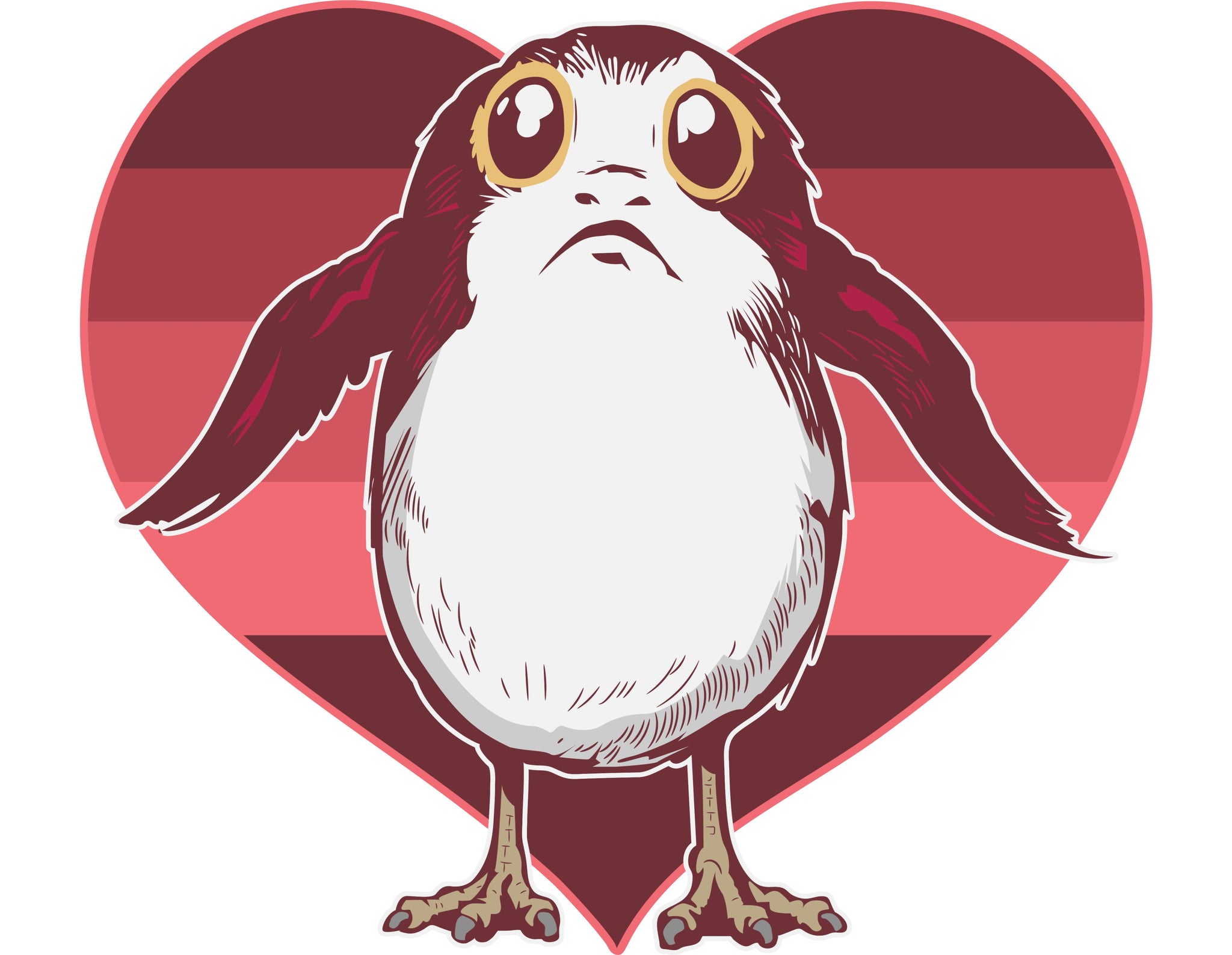 Star Wars Porg In Heart Red Pink Fade Valentine SVG - Instant Download