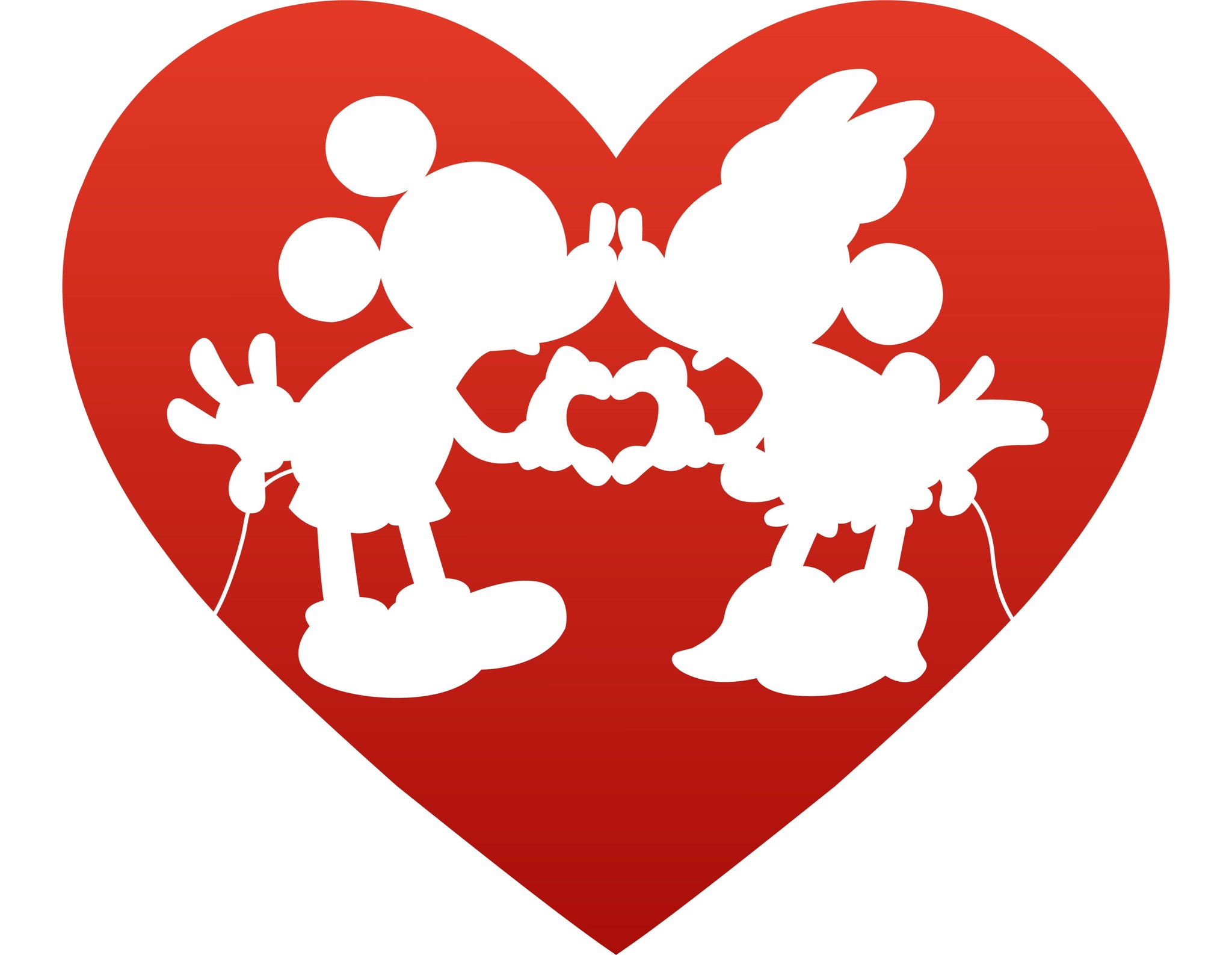 Disney Mickey and Minnie Heart Kiss SVG - Instant Download