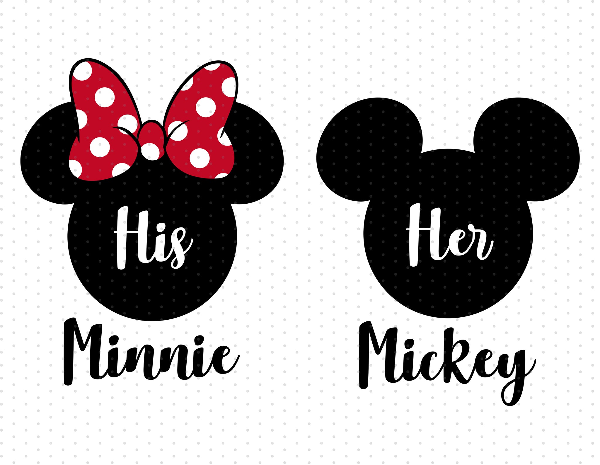 His Minnie Her Mickey PNG - Valentine's Day - Instant Download