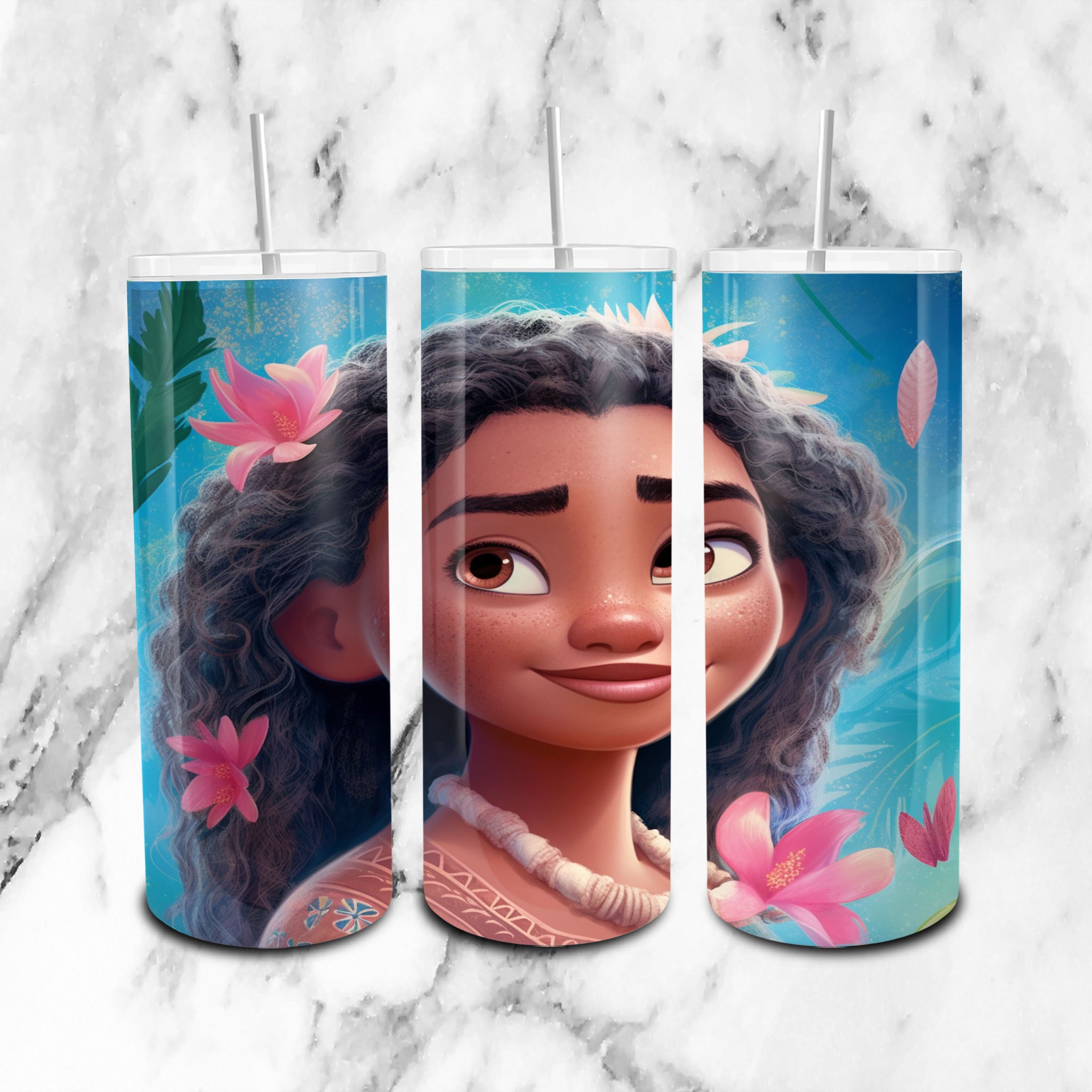 Moana Disney Glitter - Cartoon - 20oz Skinny Tumbler Wrap PNG - Sublimation - Instant Download