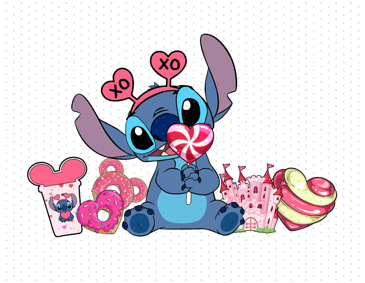 Stitch - Xoxo - Happy Valentine's Day Sublimation PNG - Instant Download