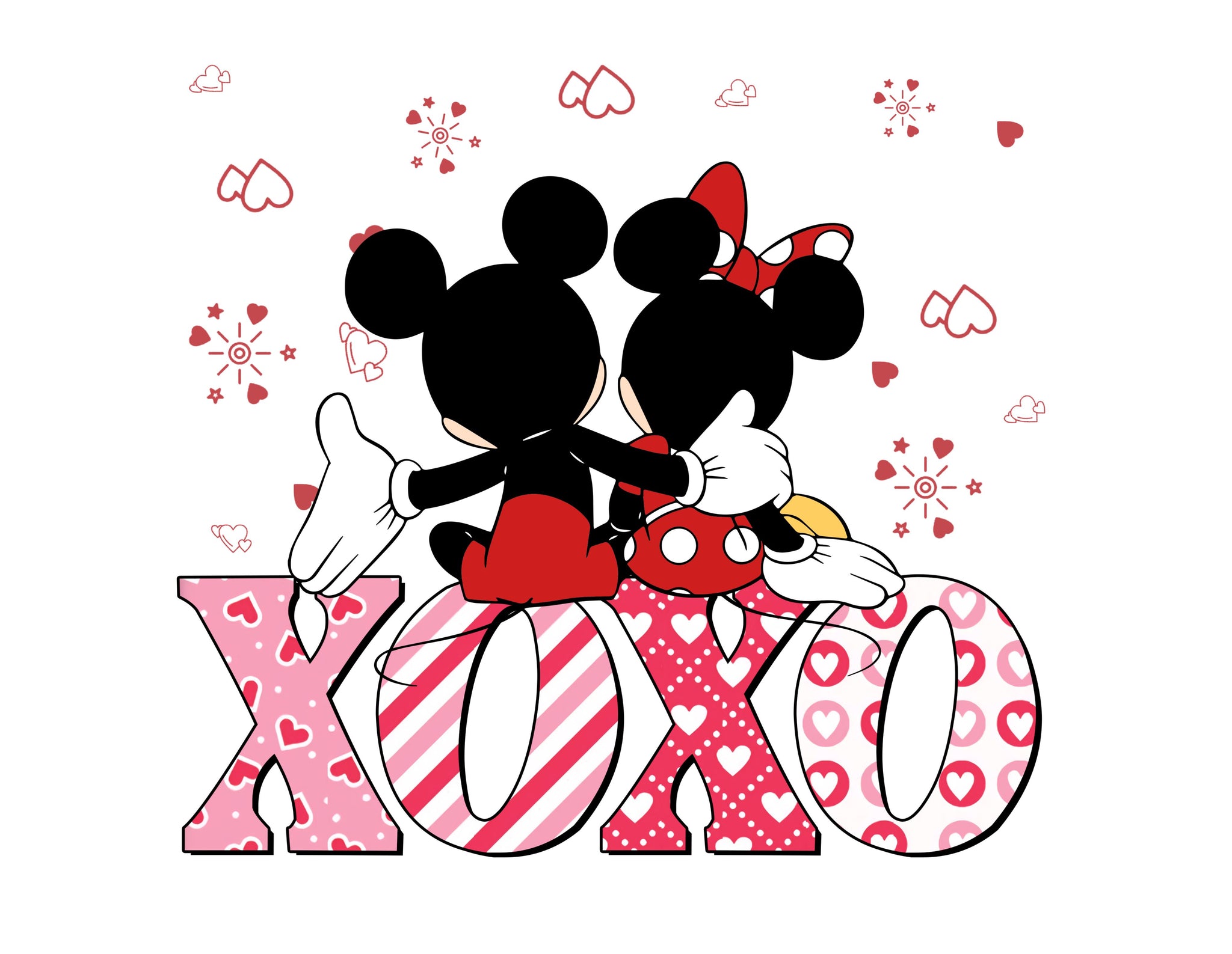 Mickey And Minnie Xoxo - Valentine's Day PNG - Instant Download