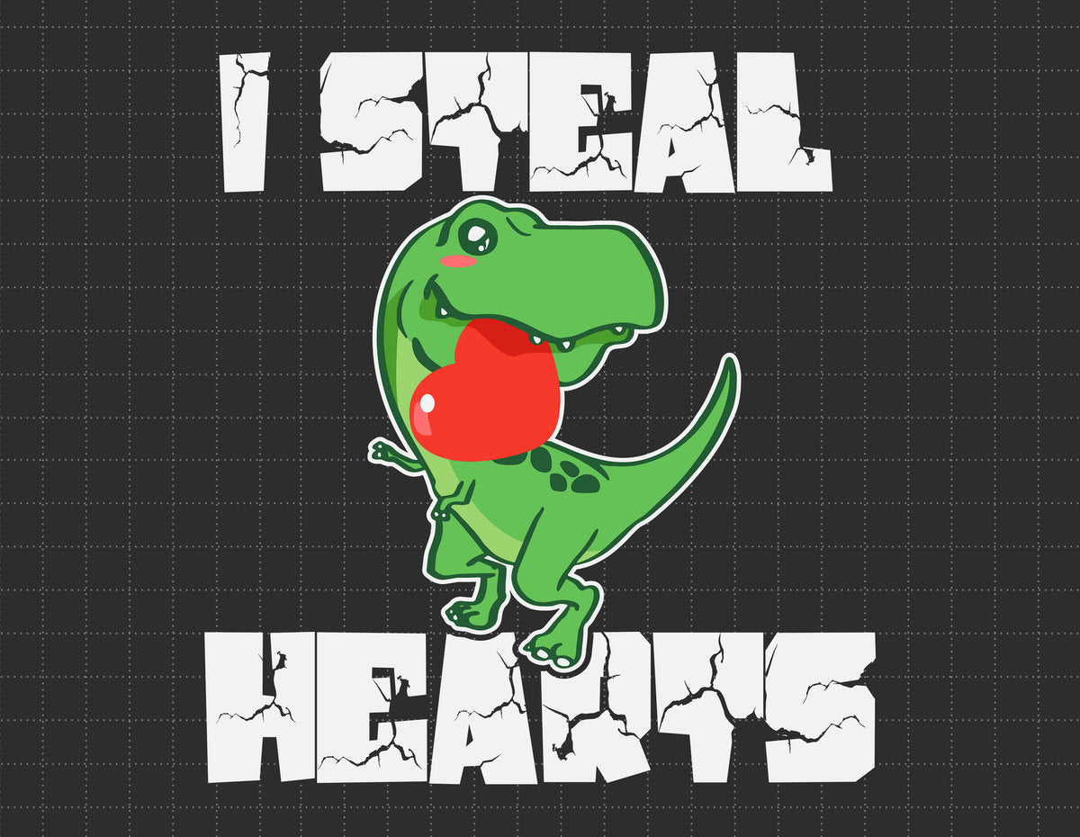 I Steal Hearts Dinosaur Valentines Day SVG - Instant Download