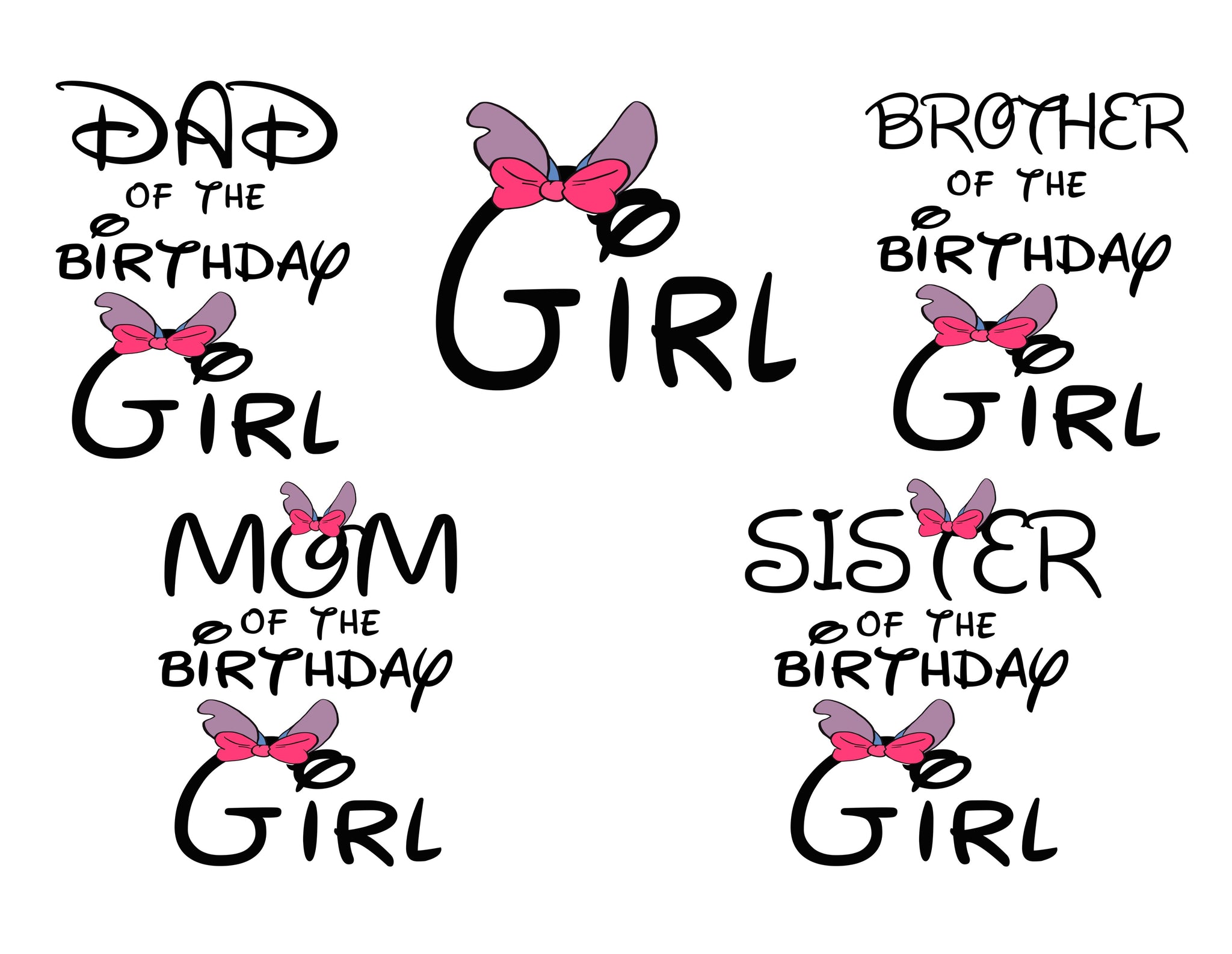 Family Birthday Girl Stitch - Bundle 5 PNG File - Instant Download
