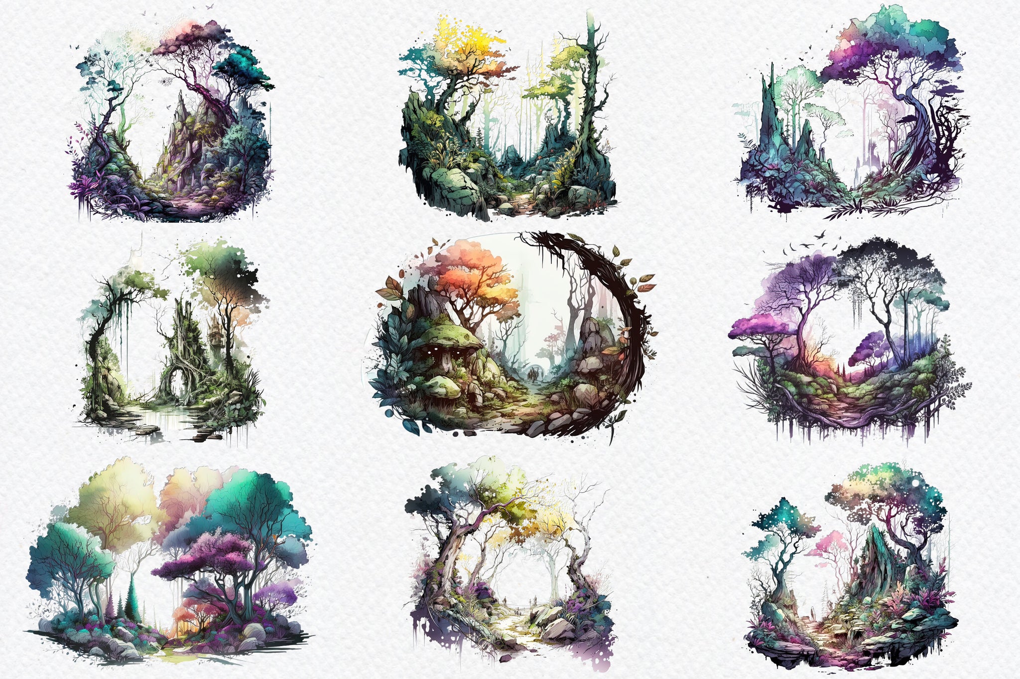 Watercolor Fairytale Forest Adventure Book Digital Art Print / Instant  Download Printable Art Commercial Use 