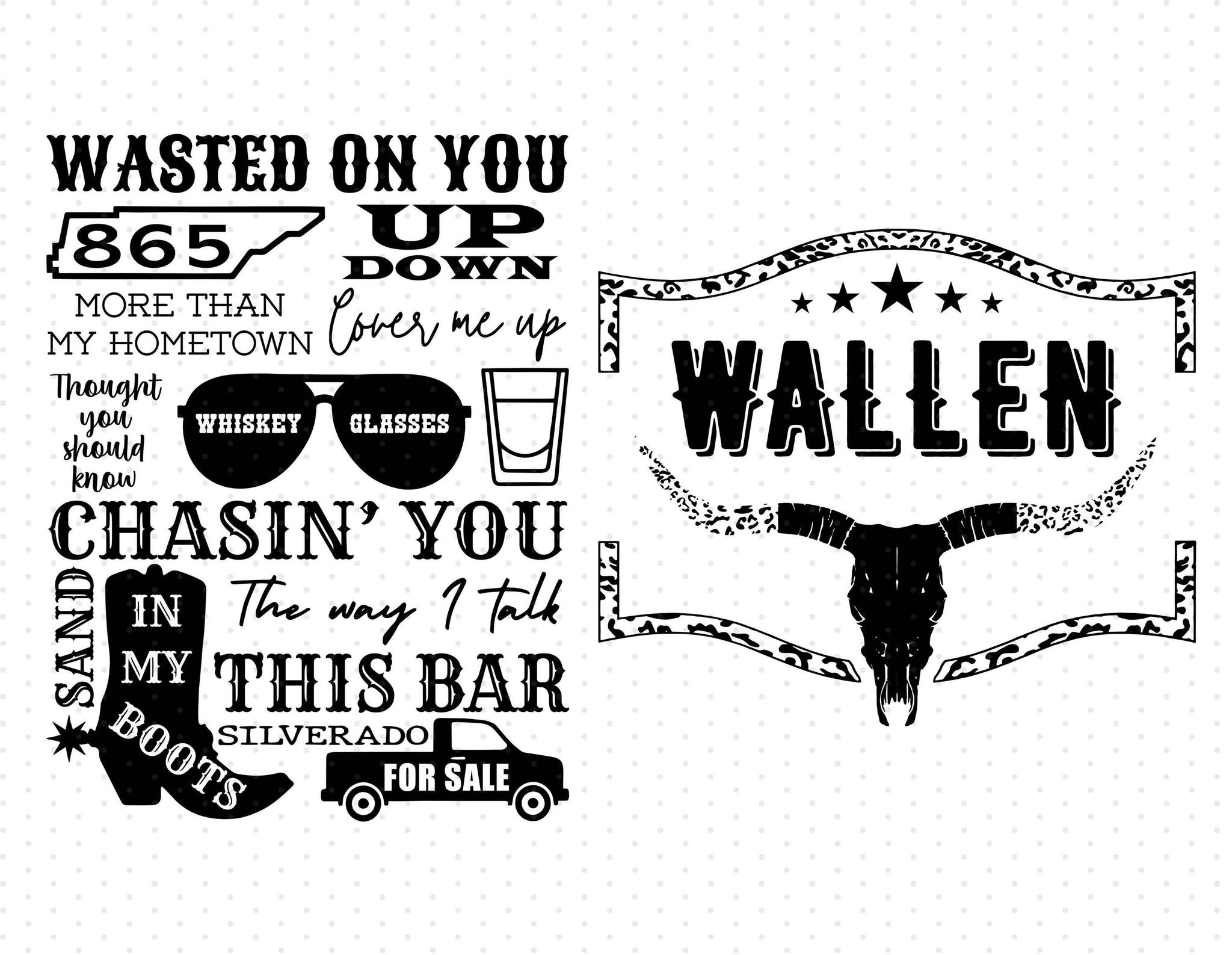 Wasted On You, Up Down - Morgan Wallen Bundle PNG File - Instant Download - Sublimation