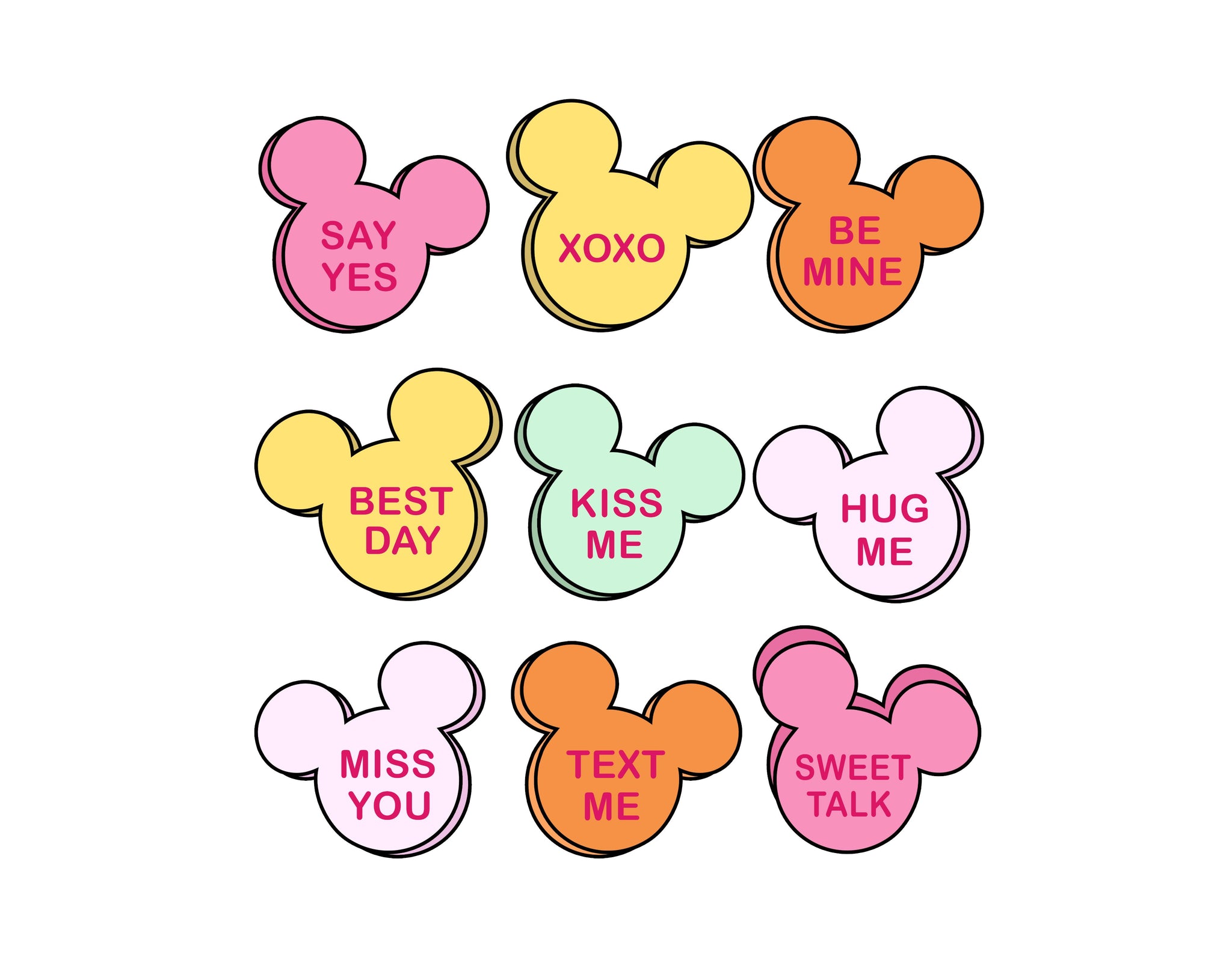 Mickey Say Yes, Xoxo, Be Mine, Best Day, Kiss me, Miss you PNG File - Valentine's Day - Instant Download