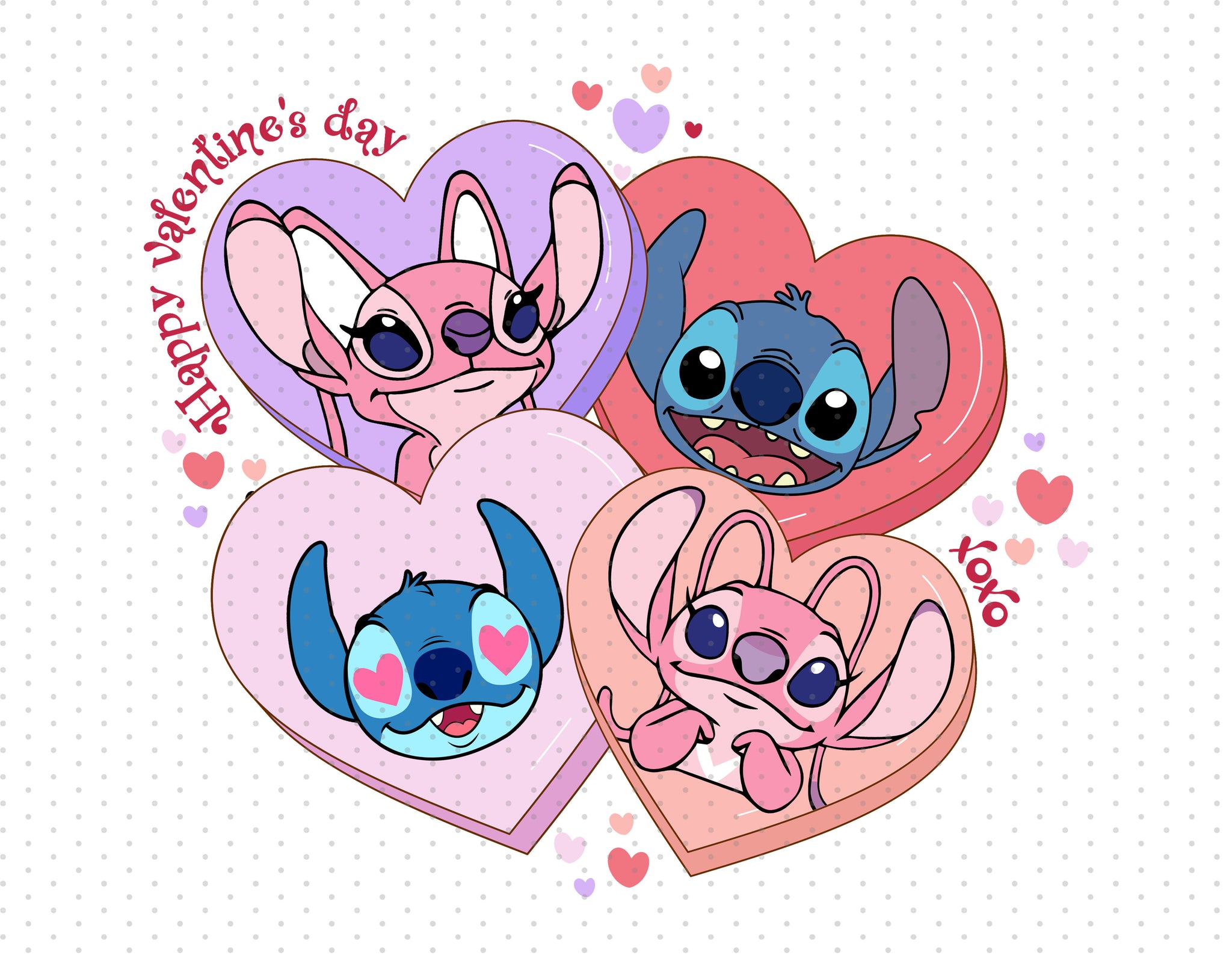 Stitch Happy Valentine's Day Xoxo Sublimation PNG