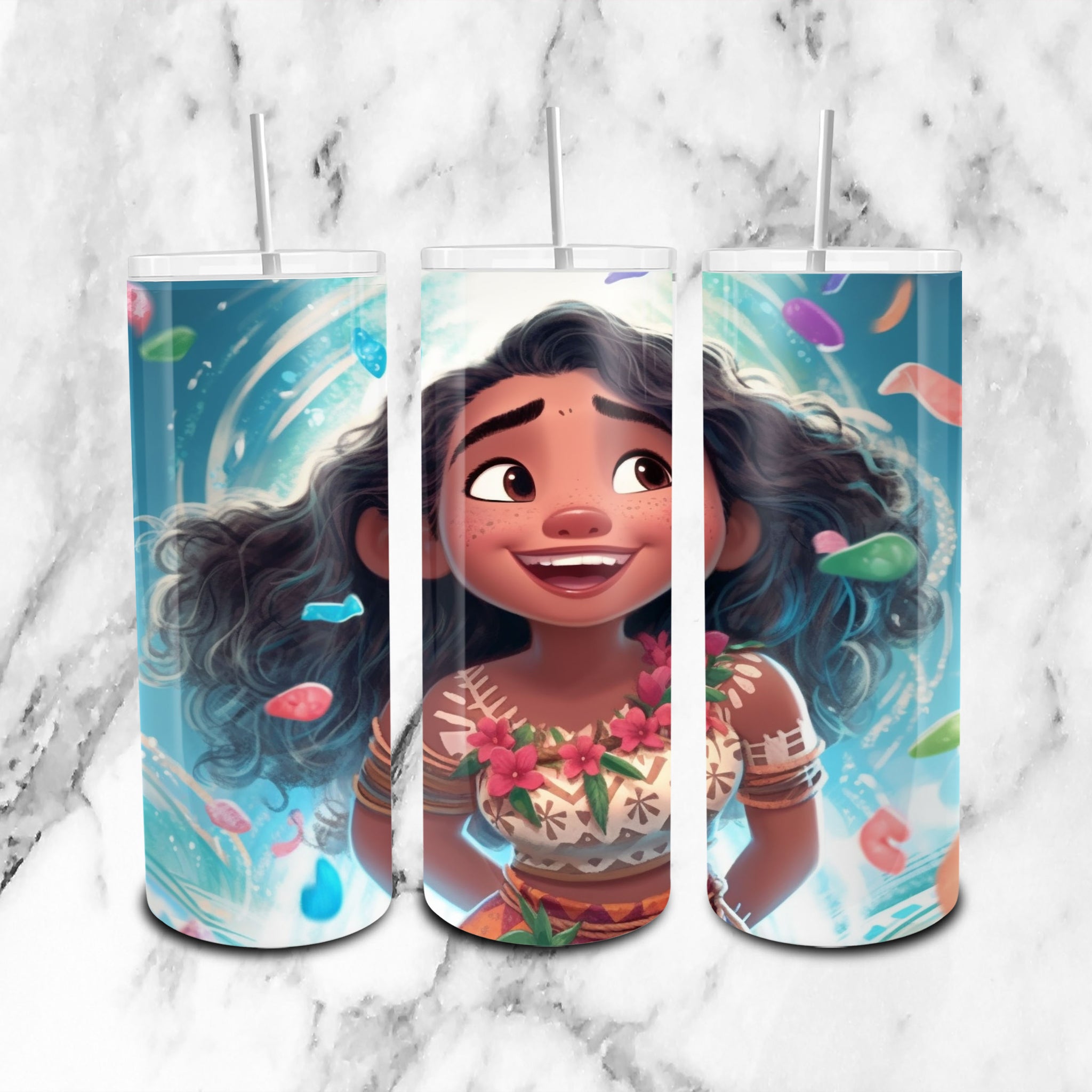 Moana Disney Glitter - Cartoon - 20oz Skinny Tumbler Wrap PNG - Sublimation - Instant Download