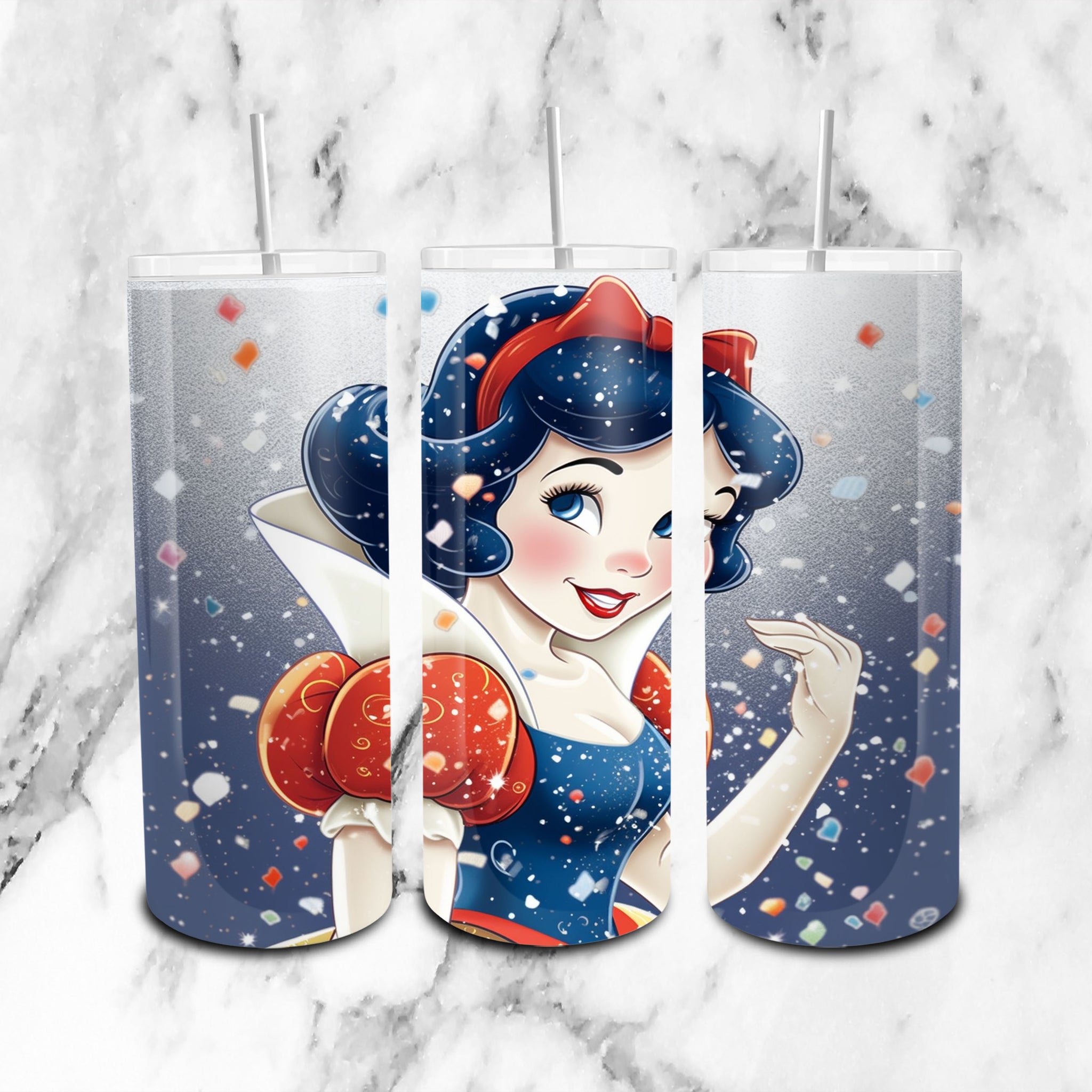 Snow White Disney Glitter - Cartoon - 20oz Skinny Tumbler Wrap PNG - Sublimation - Instant Download