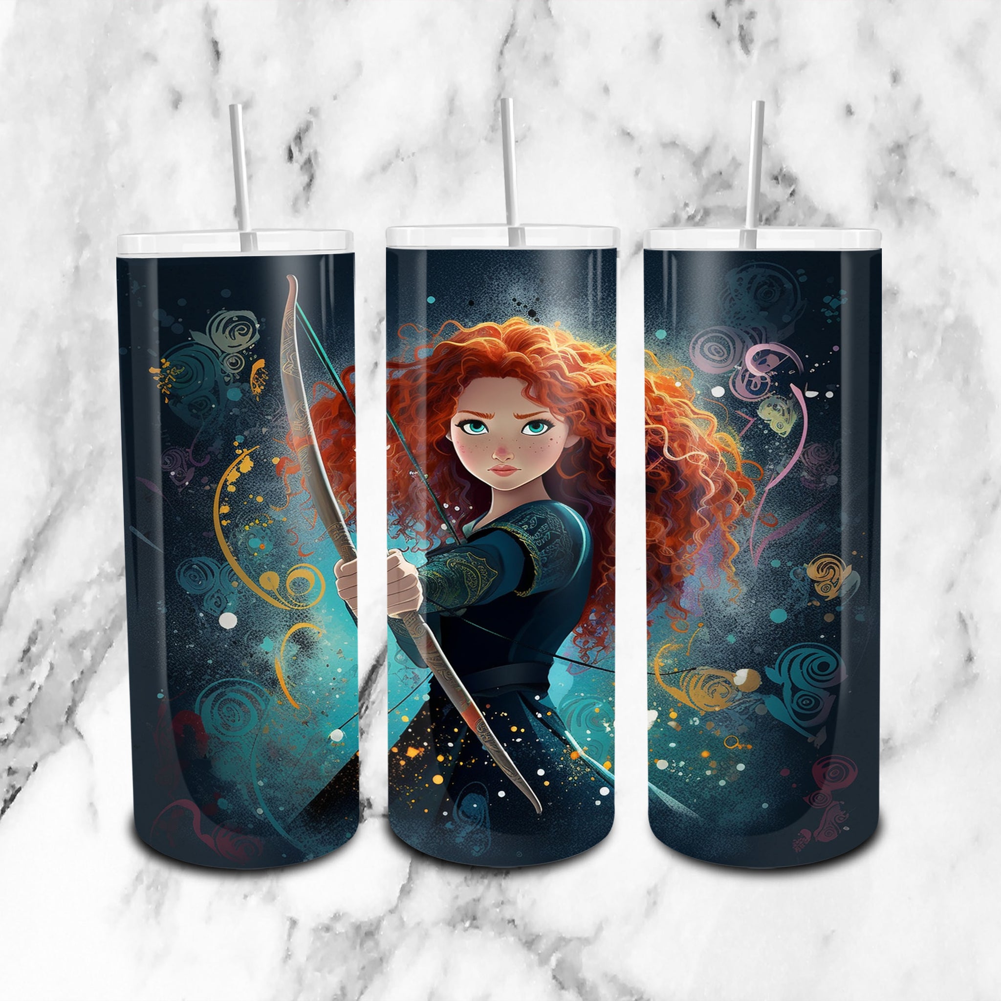 Merida Disney Glitter - Cartoon - 20oz Skinny Tumbler Wrap PNG - Sublimation - Instant Download