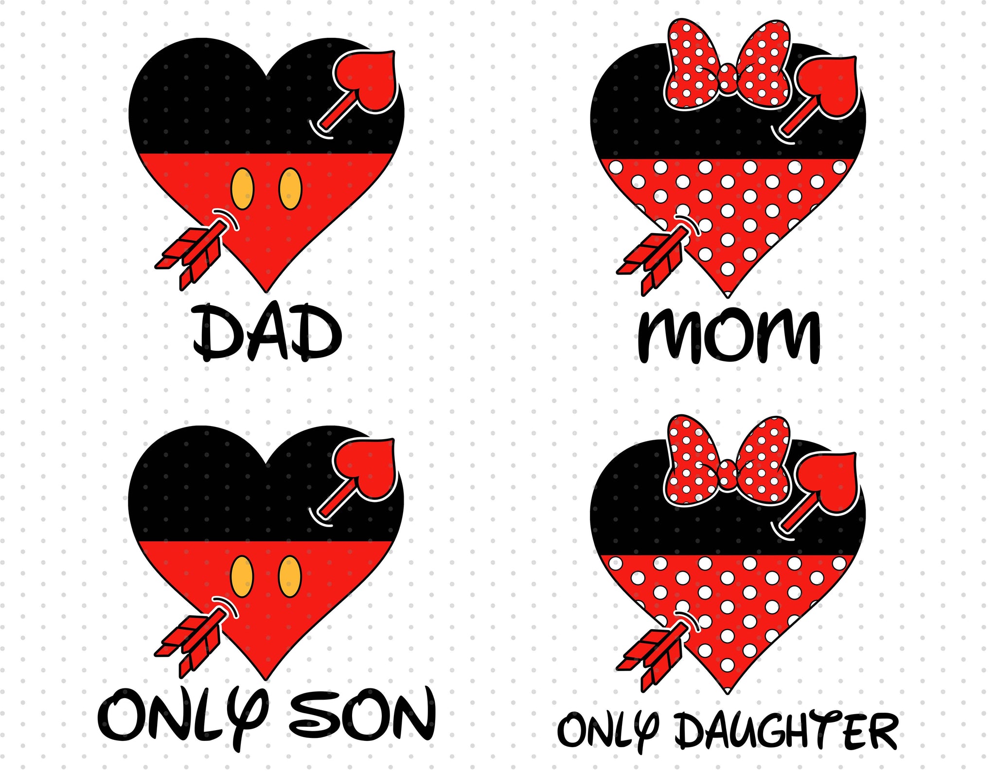 Bundle Hearts Disney Family - Valentine's Day - Instant Download