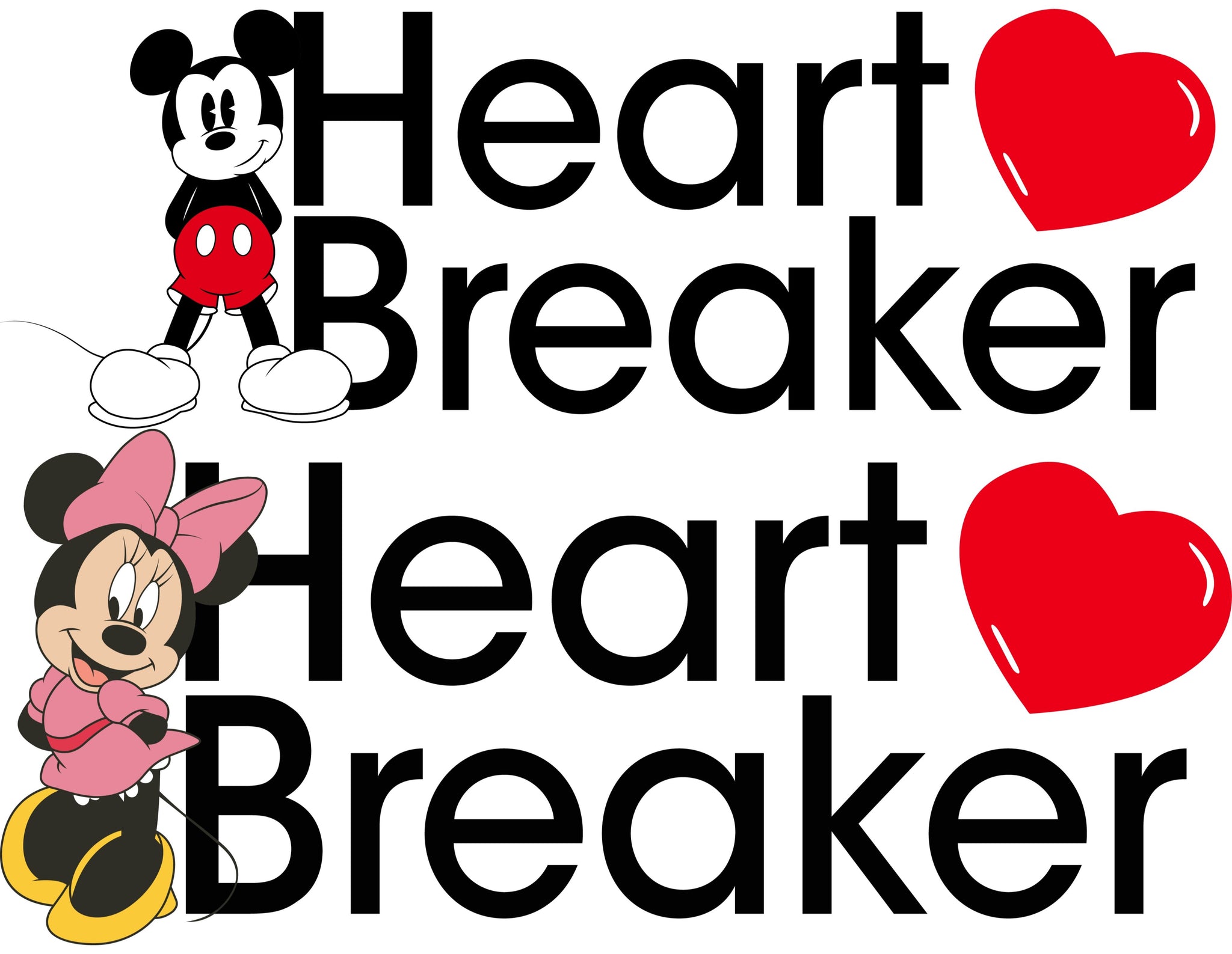 Mickey Minnie Valentine Heart Breaker SVG - Instant Download