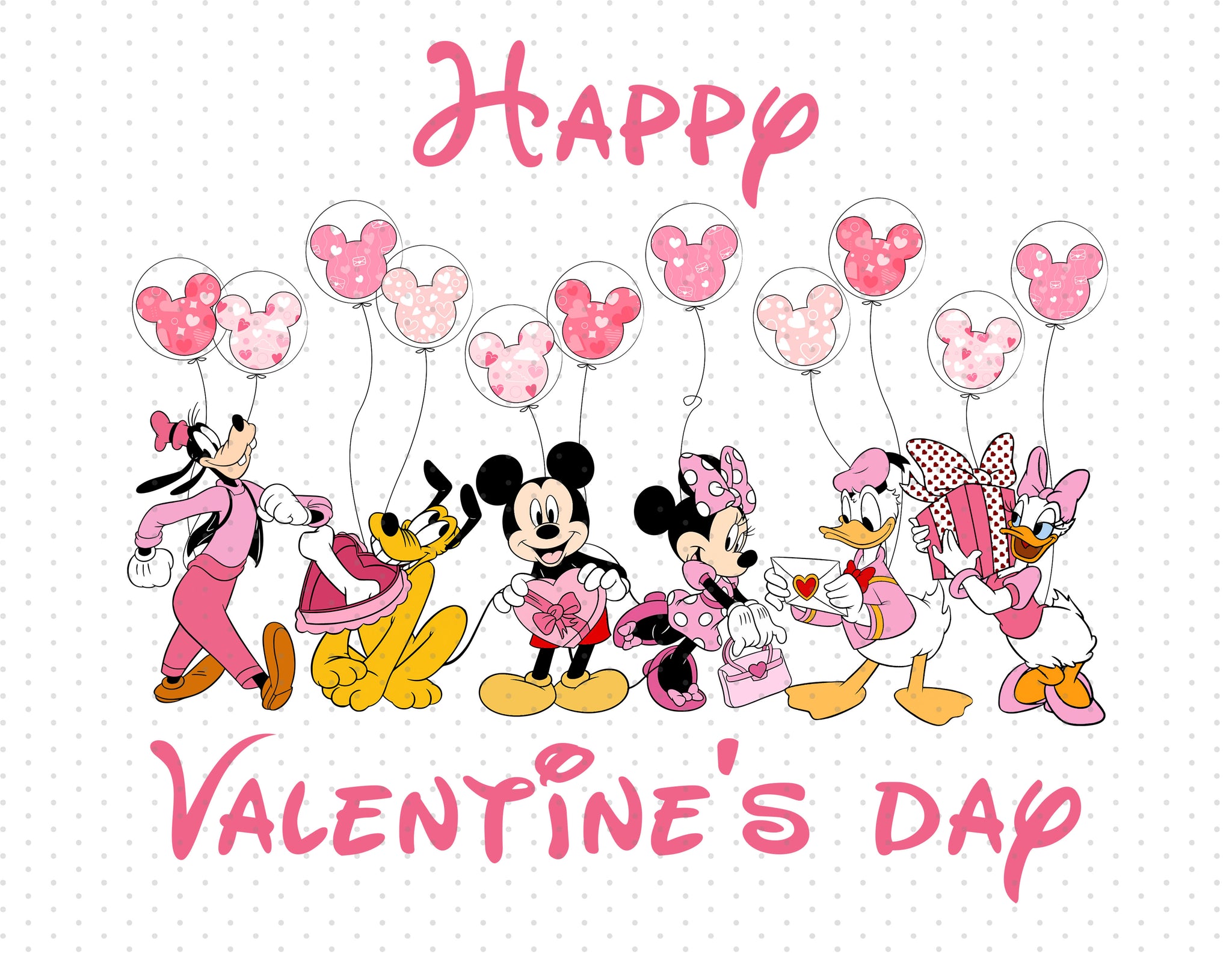 Happy Valentine's - Mickey Mouse And Disney Friends PNG - Instant Download
